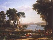 Claude Lorrain Landscape with Isaac and Rebecka brollop oil painting reproduction